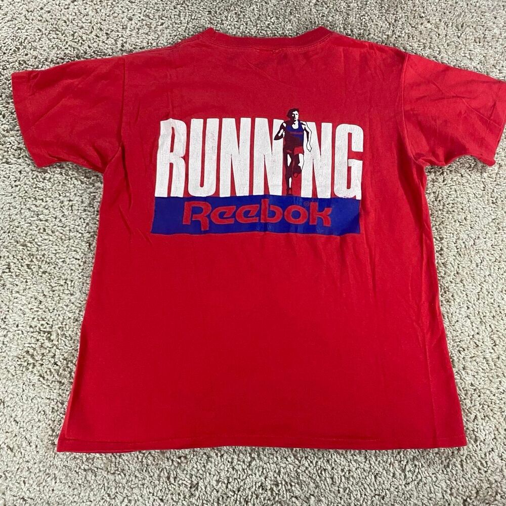 Vintage Reebok Running Men's Red T-shirt Single Stitch Medium